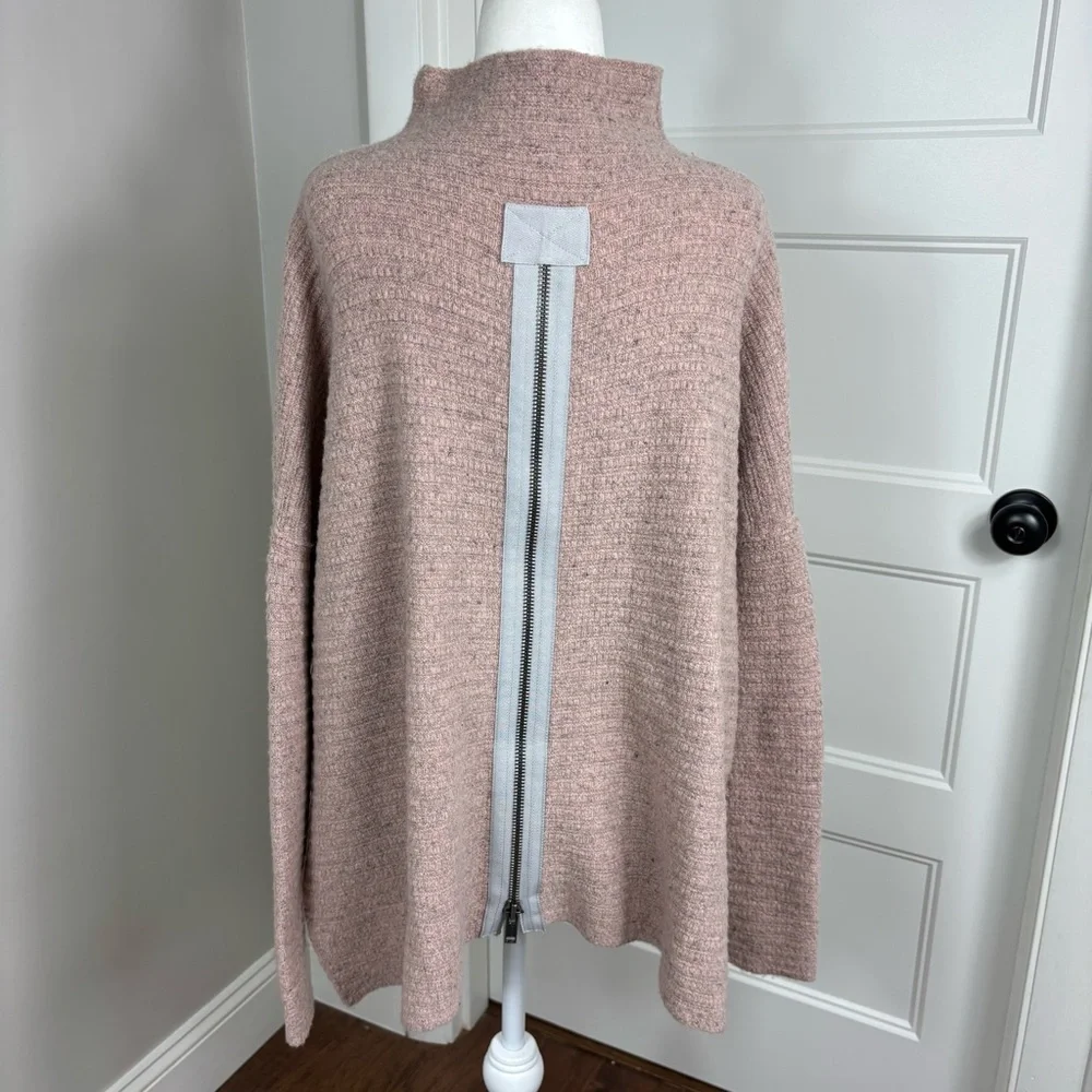 Free People Arctic Fox Wool Blend Zip‎ Back Sweater XS Boho Lagenlook Soft Girl